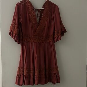 Fashion Nova Terracotta Lace Detail Dress